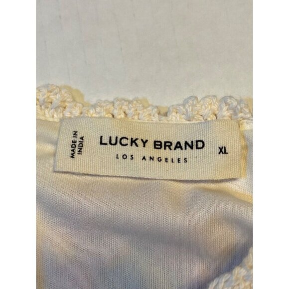 Lucky Brand Women Mini Dress XLARGE‎ Pink Granny Square Crochet Knit Boho Cotton - Picture 5 of 15